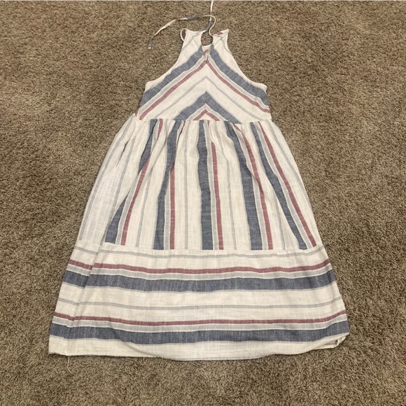 Listicle chevron striped midi high neck 100% Cotton Summer Halter style pockets - Picture 6 of 15
